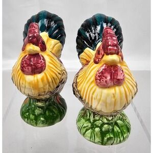 Ceramic Rooster Salt and Pepper Shakers Set Farmhouse Country Kitchen Decor 4.5"